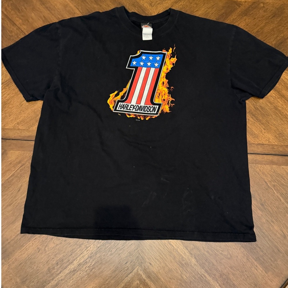 Harley-Davidson Mens 3XL Black Apol's MN Flaming #1 Logo Graphic T-Shirt